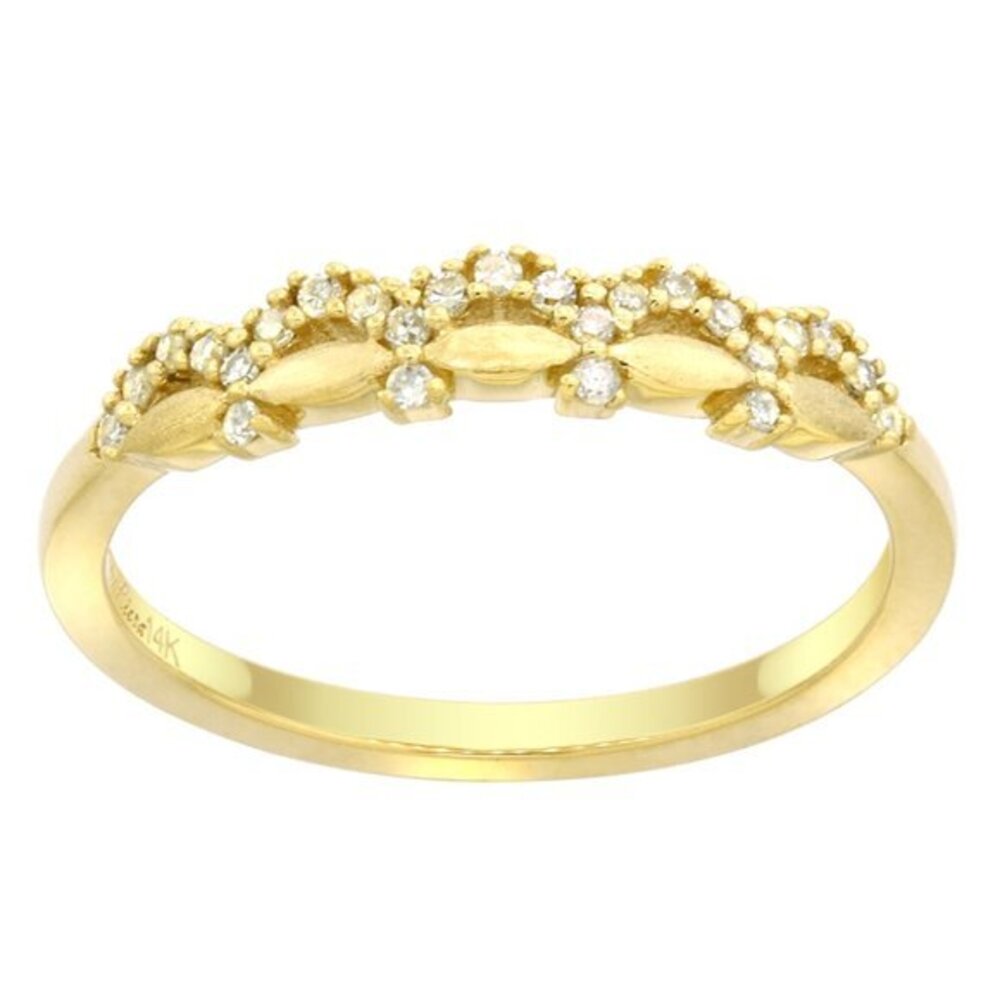 Dainty 14k Gold Diamond Tiara Ring for Women and Girls Diamond Wedding Band